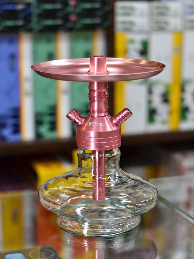 Narguilé rosa com base de vidro
